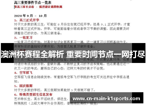 澳洲杯赛程全解析 重要时间节点一网打尽